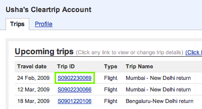 Hit the Trip ID associated with the booking