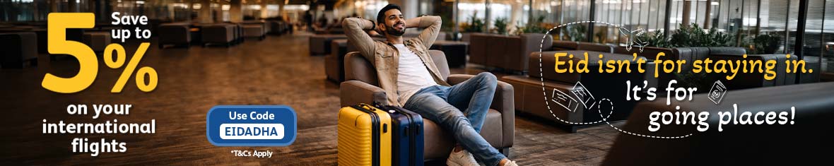 Save up to 5% on Eid flights for a limited time