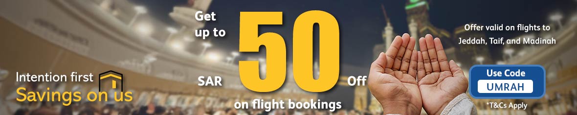 Get up to SAR 50 OFF on flights 
